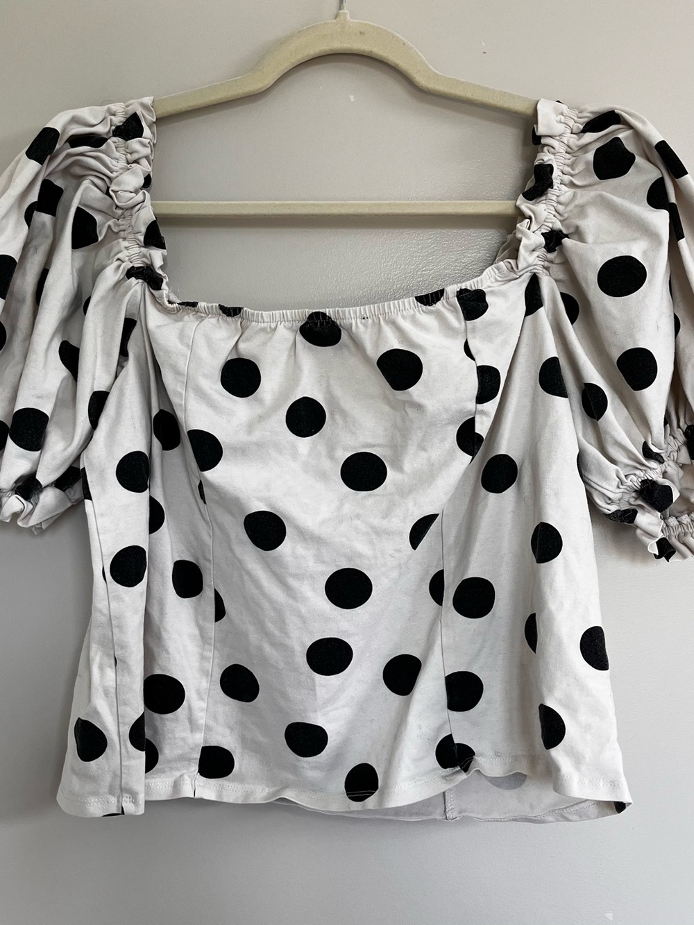 Eloquii Black & White Polka Dot Off-Shoulder Crop Top